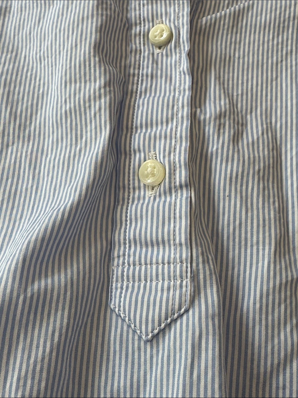 ANN MASHBURN Tomboy Popover Shirt Light STRIPE Blue Button-Down Shirt. Pit-pit19 - Picture 10 of 10